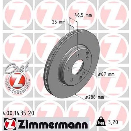 ZIMMERMANN Brake Disc - Standard/Coated, 400.1435.20 400.1435.20